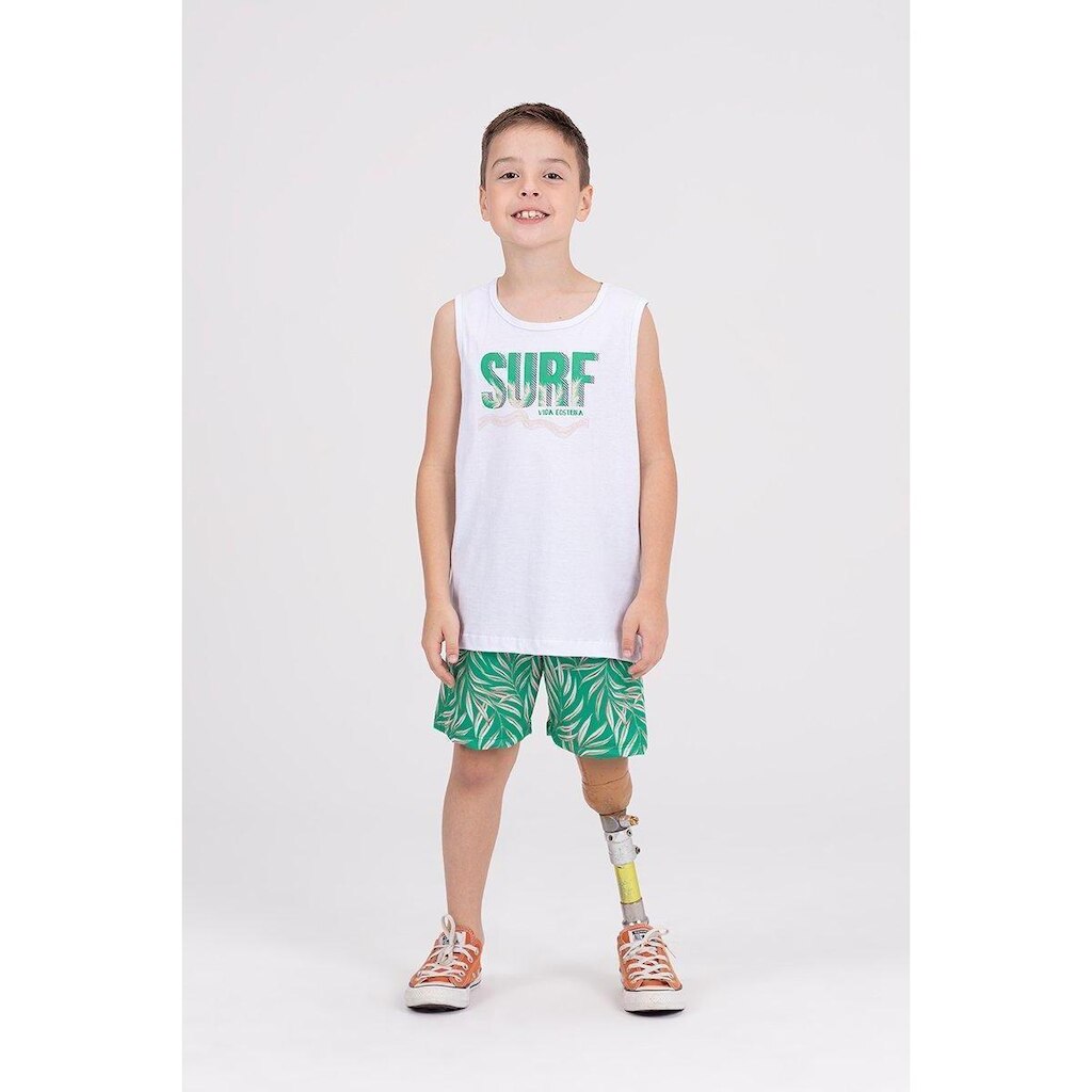 Conjunto Regata Infantil Sublimado Surf Branco