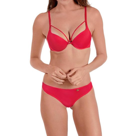 Conjunto Rios Bojo Strappy Regulavel Strass Feminino - Vermelho Menor preço em Conjunto Rios Bojo Strappy Regulavel Strass Feminino - Vermelho