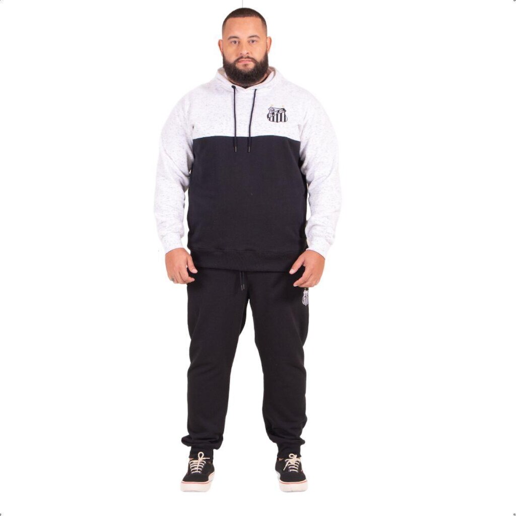 Conjunto Santos F.C Blusa Canguru e Calça Moletom Plus Size