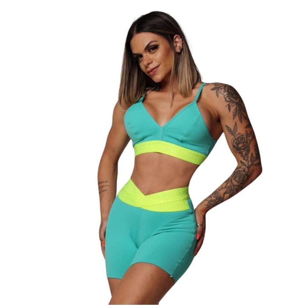 Conjunto Short Comum Hit + Top Turquesa Moving