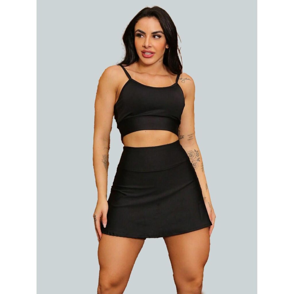 Conjunto Short Saia Academia Saia Beach Tennis Com Short Interno Donna Martins