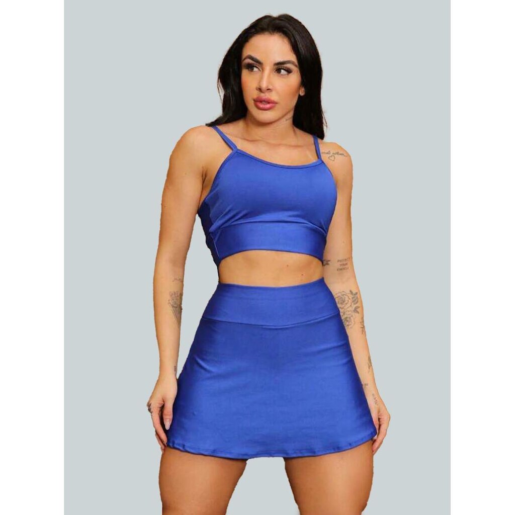 Conjunto Short Saia Academia Saia Beach Tennis Com Short Interno Donna Martins