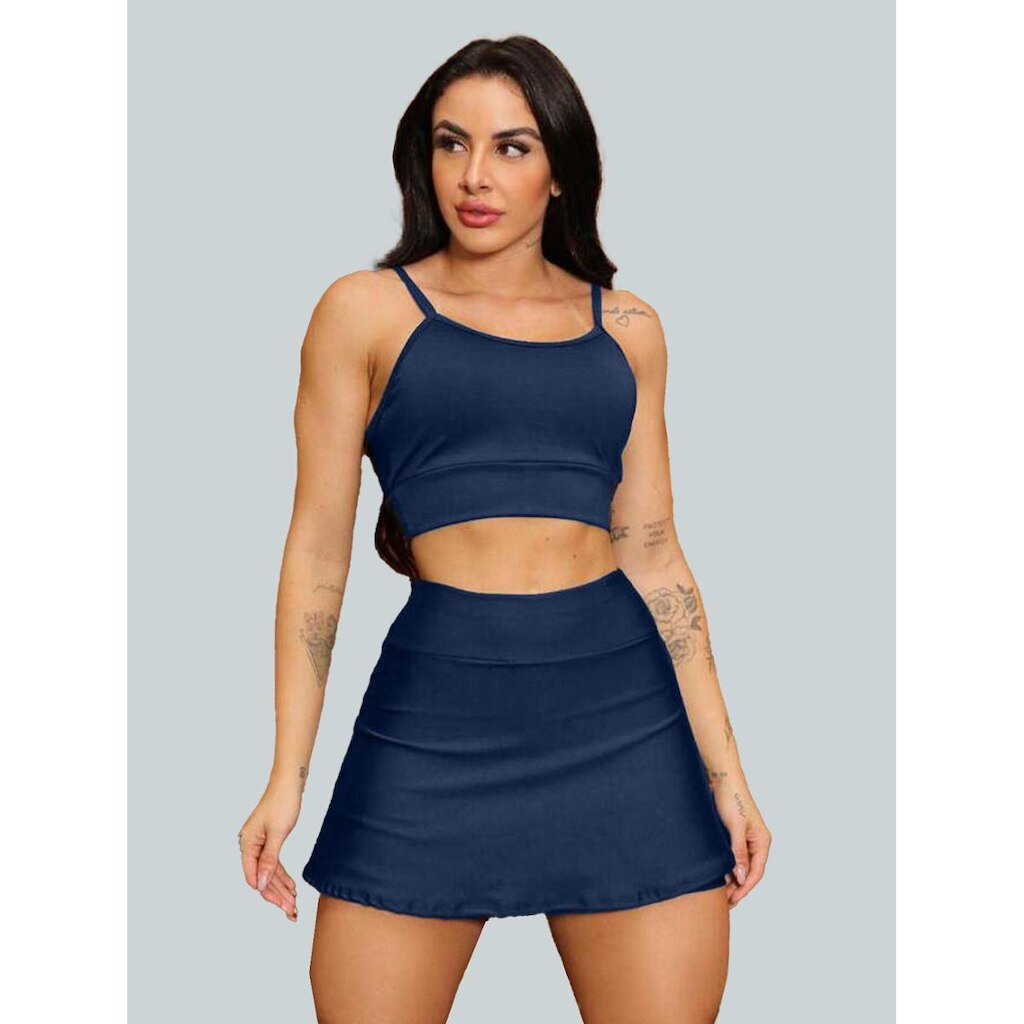 Conjunto Short Saia Academia Saia Beach Tennis Com Short Interno Donna Martins