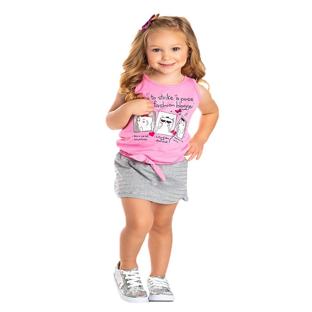 Conjunto Short Saia e Regata Gatinhos - Patota Toda