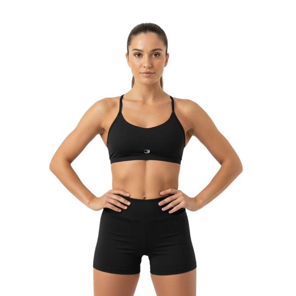 Conjunto Shorts Curto + Top Meia Lua Poliamida Summer Pro Preto