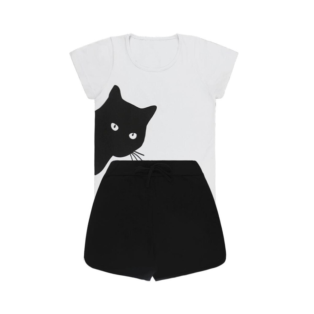 Conjunto T-shirt de Gato e short - Destak