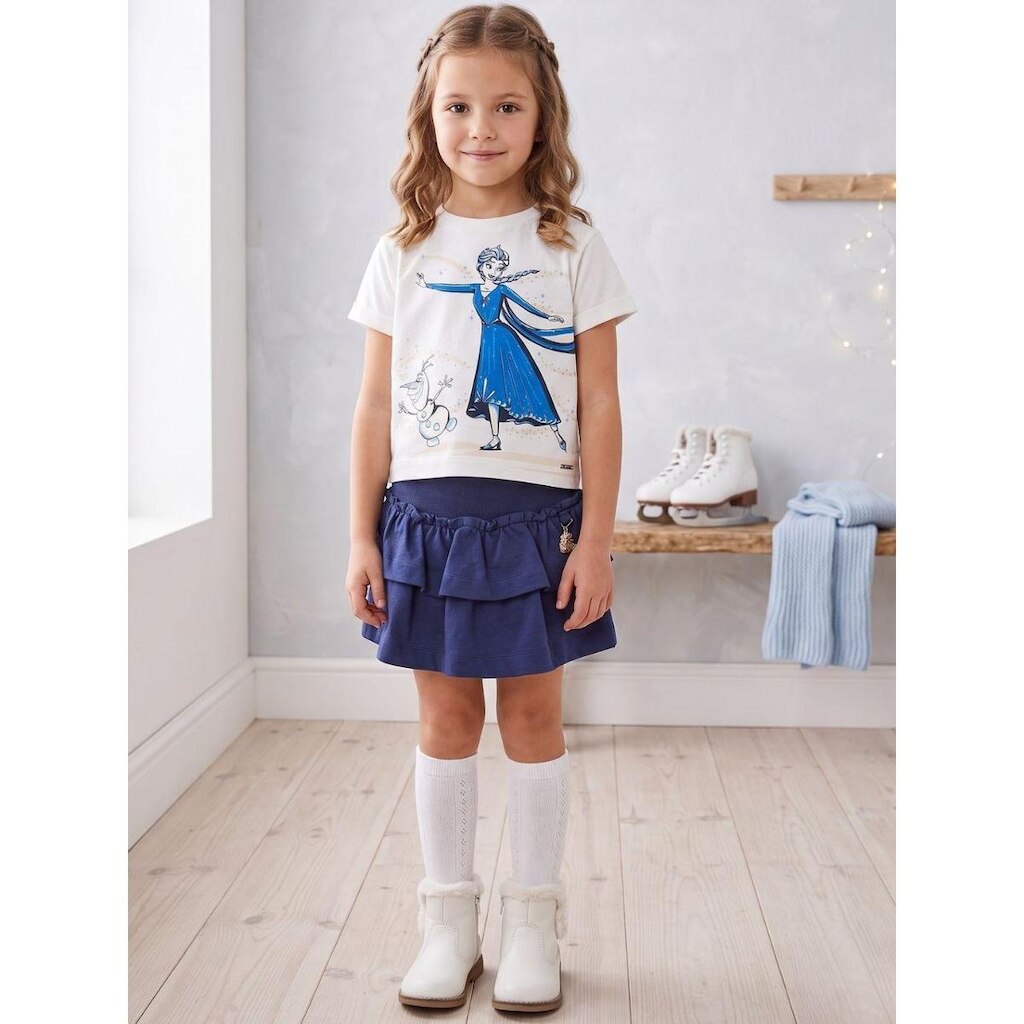 Conjunto T-shirt e Saia Com Babados Elsa Animê