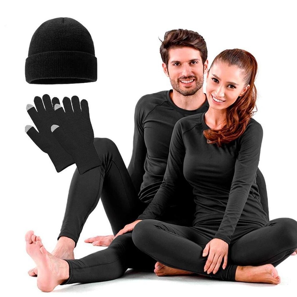 Conjunto Térmico Blusa Calça Segunda Pele + Gorro + Luva Touch Screen