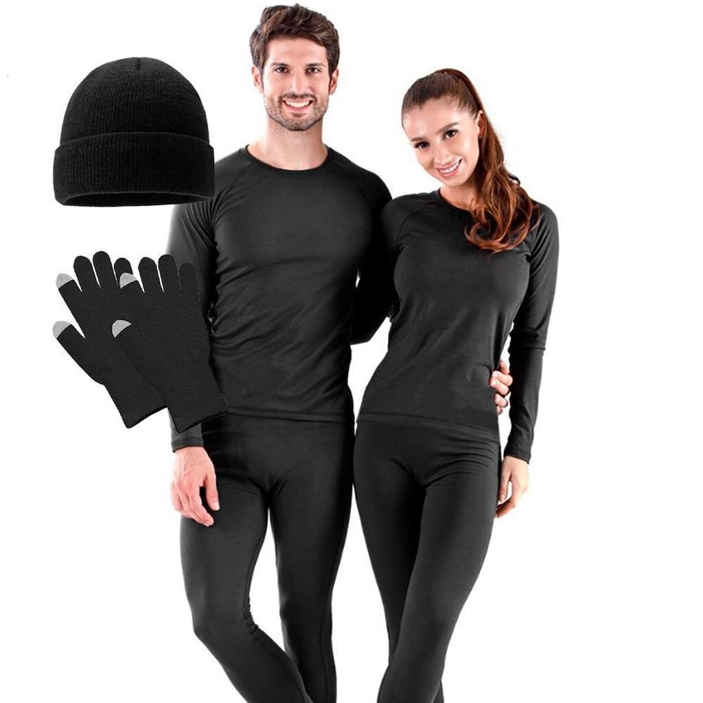 Conjunto Térmico Blusa Calça Segunda Pele + Gorro + Luva Touch Screen