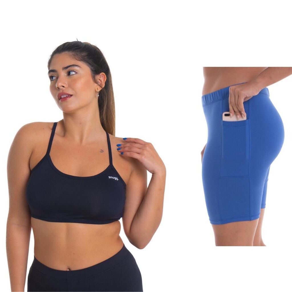 Conjunto Top Alcinha e Bermuda com Bolso Segunda Pele Snugg Proteção UV50+