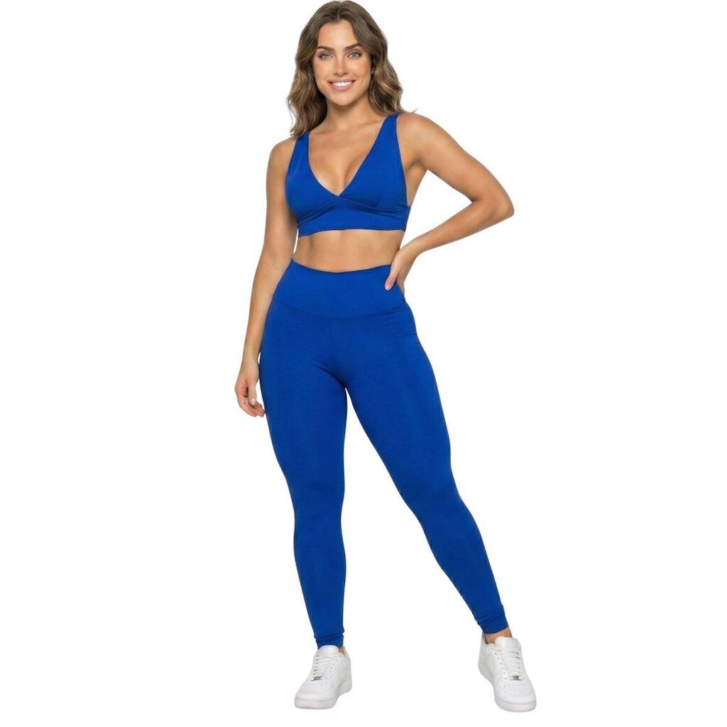 Conjunto Top Bojo Costa Cruzada e Calça Suplex Serra e Mar Roupa De Academia Moda Fitness Musculação