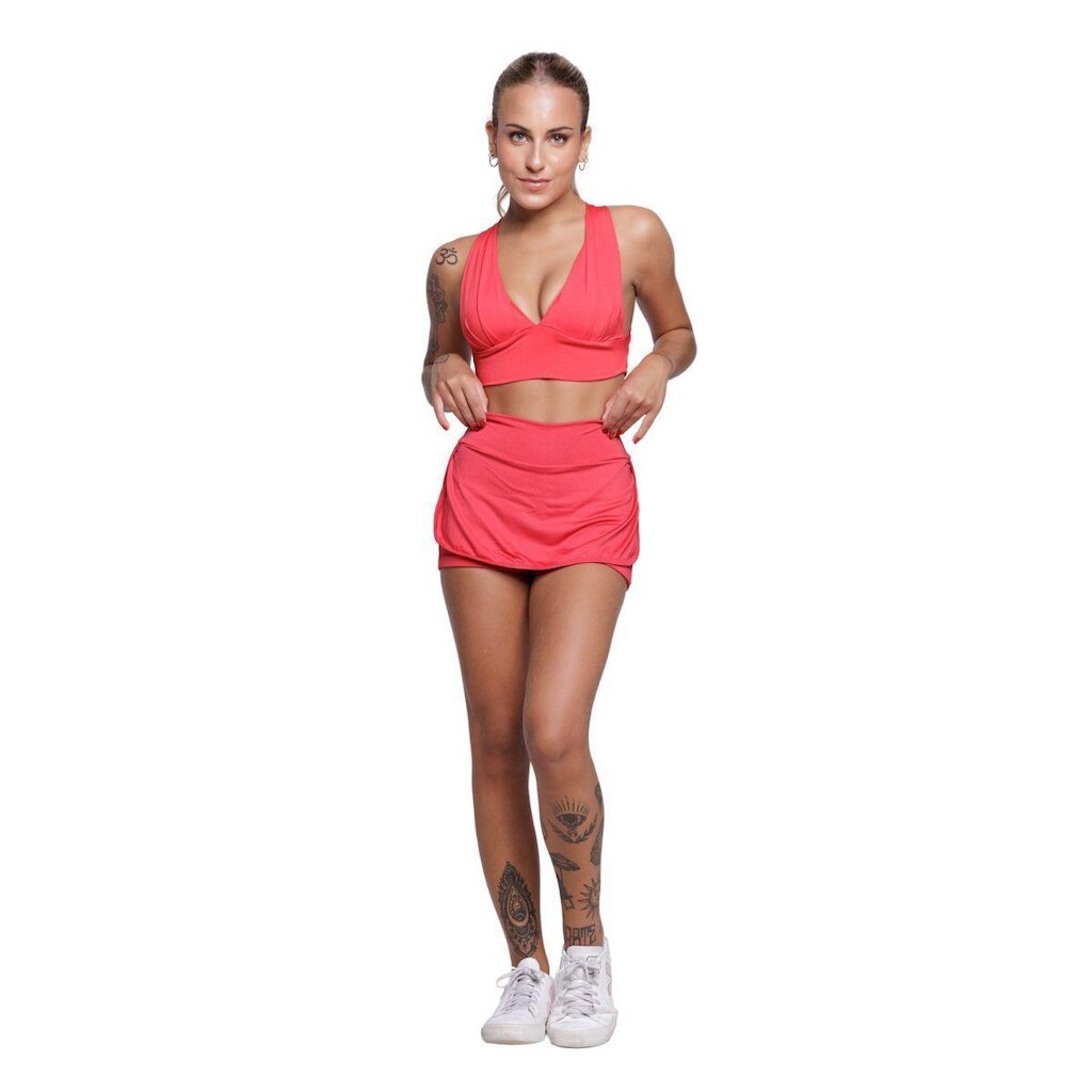 Conjunto Top Bojo e Short Saia Serra e Mar Roupas para Academia Treino Moda Fitness