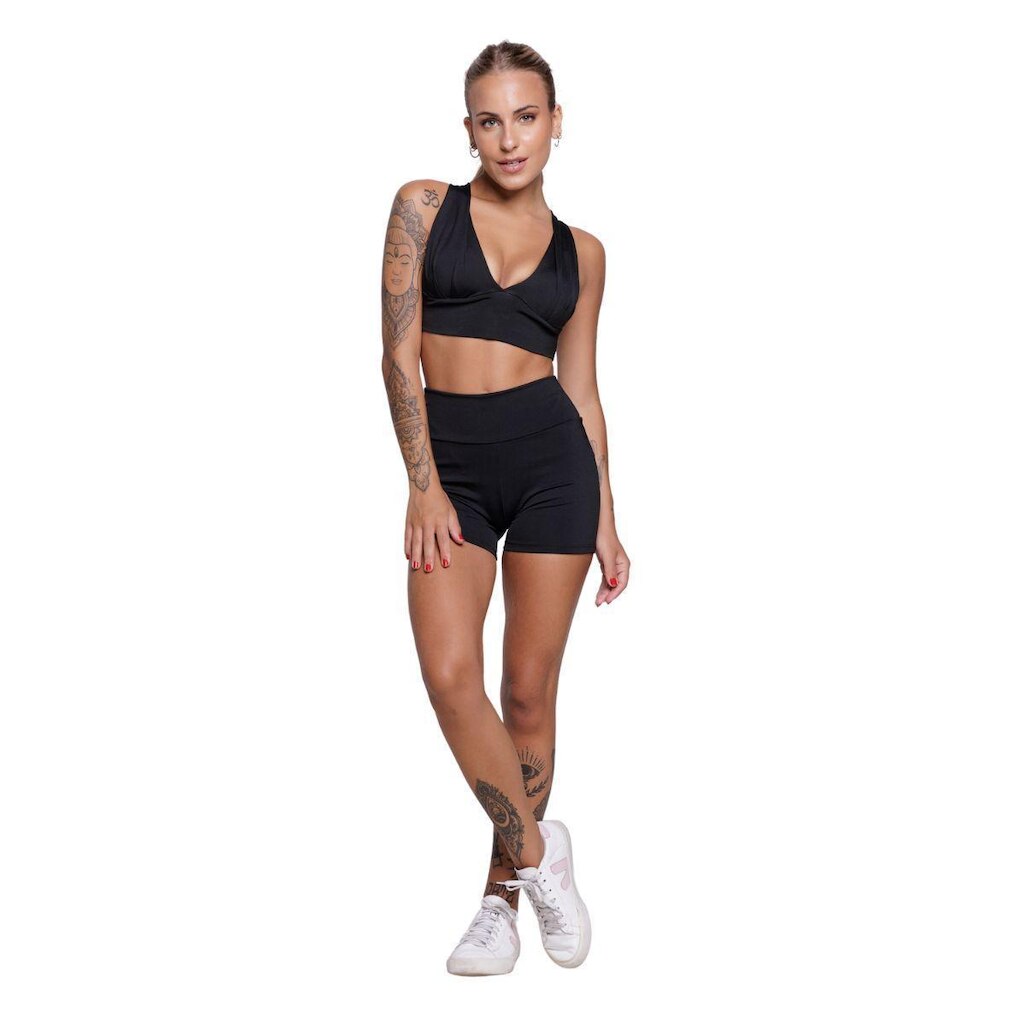 Conjunto Top Com Bojo E Short Suplex Serra e Mar Roupa Para Academia Moda Fitness