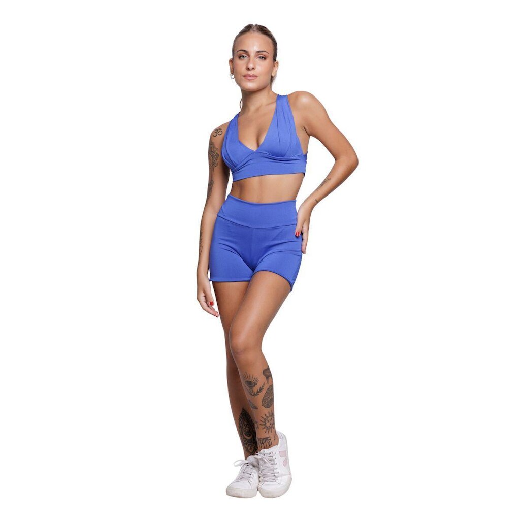 Conjunto Top Com Bojo E Short Suplex Serra e Mar Roupa Para Academia Moda Fitness