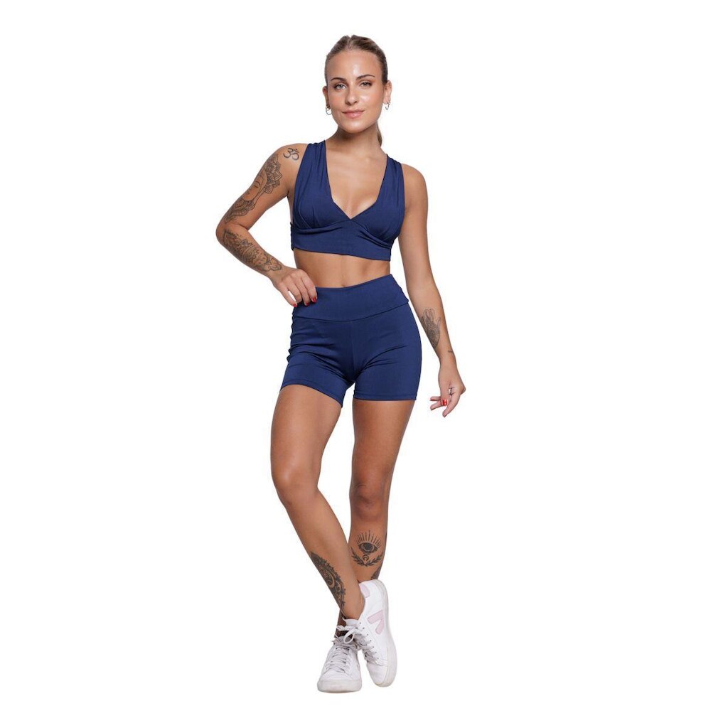 Conjunto Top Com Bojo E Short Suplex Serra e Mar Roupa Para Academia Moda Fitness