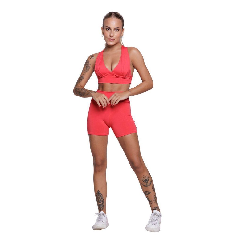 Conjunto Top Com Bojo E Short Suplex Serra e Mar Roupa Para Academia Moda Fitness