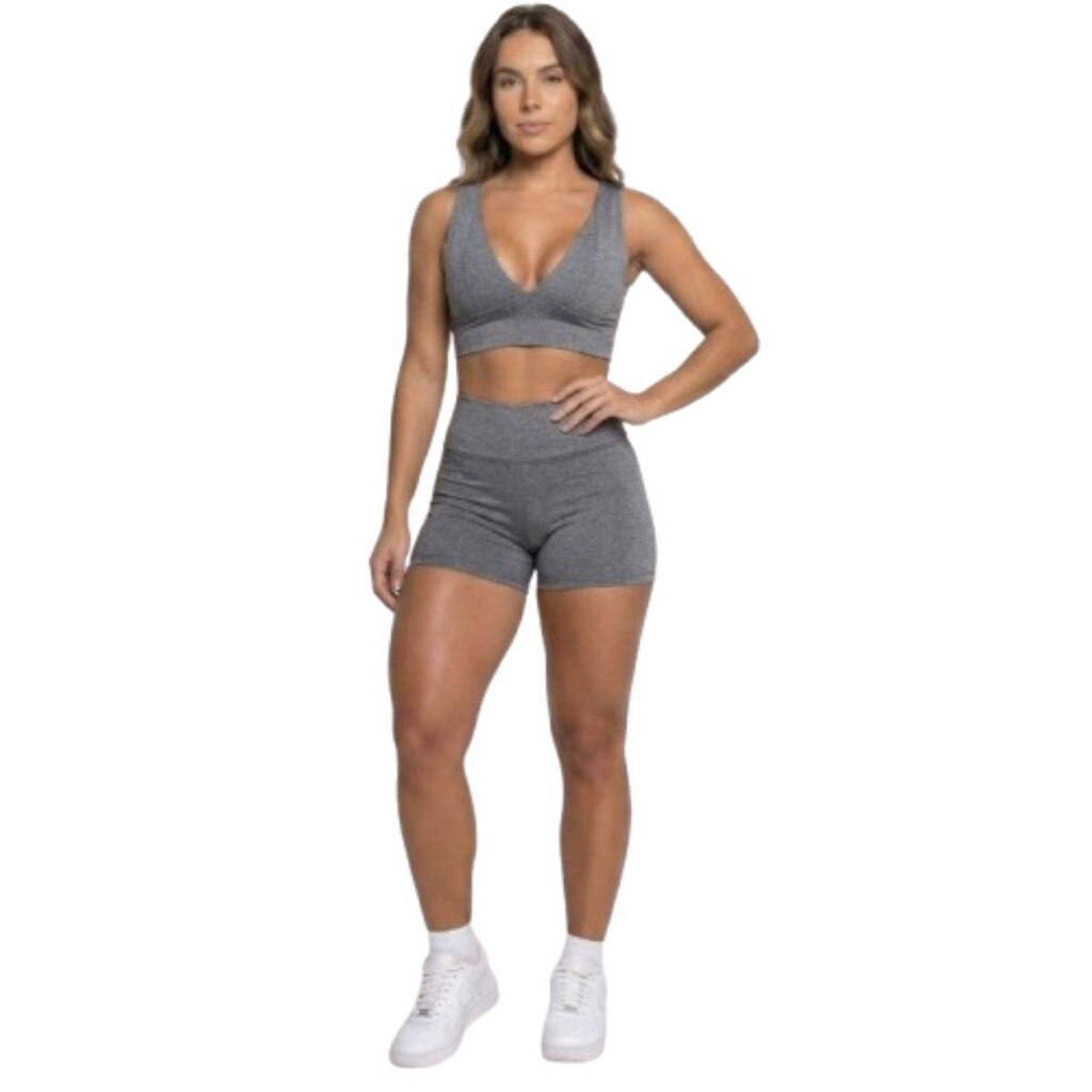 Conjunto Top Com Bojo E Short Suplex Serra e Mar Roupa Para Academia Treino Moda Fitness Musculação