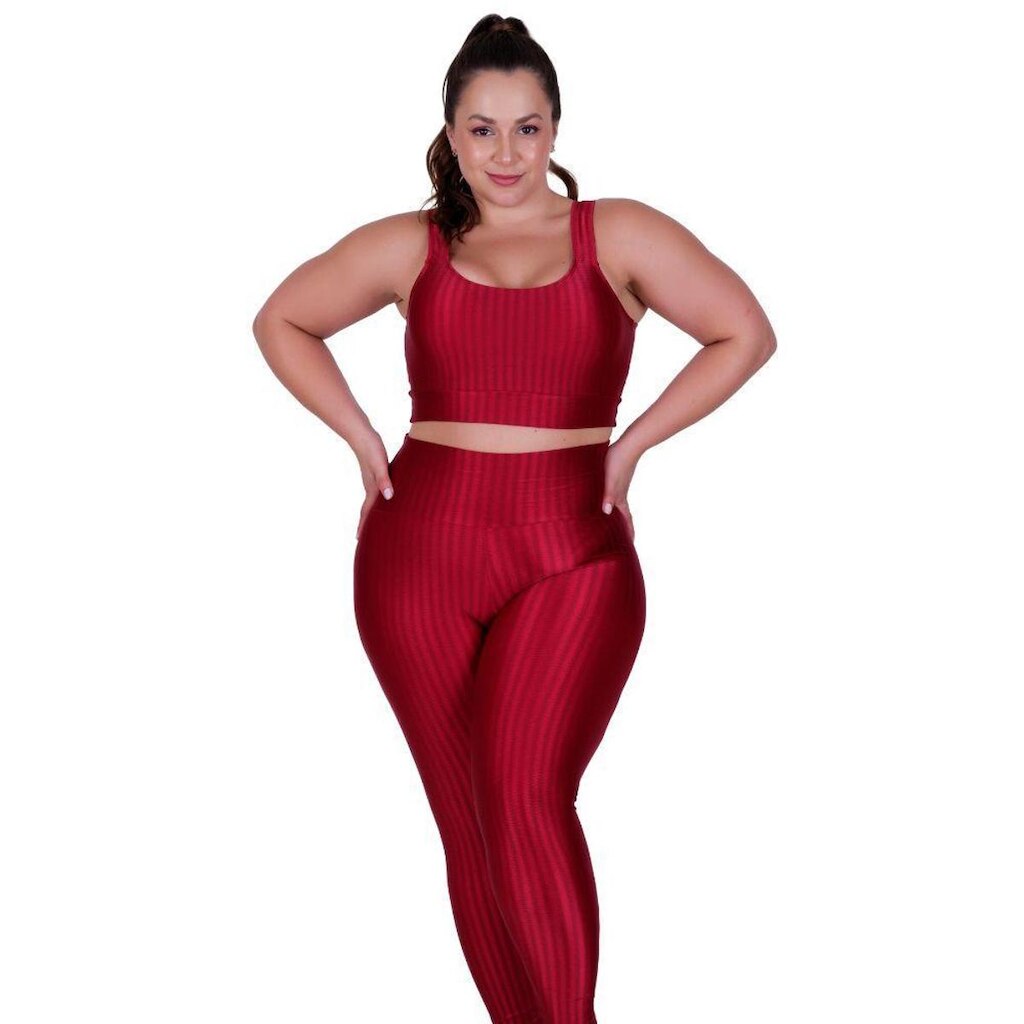 Conjunto Top com Bojo Removível e Calça para Academia Plus Size Fitness 3D Barbara