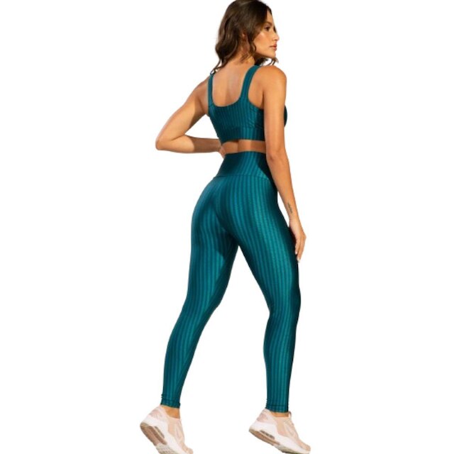 Conjunto Top de Academia e Calça Legging Básica New Zig 3d Vekyo Alta Compressão Fitness Feminino