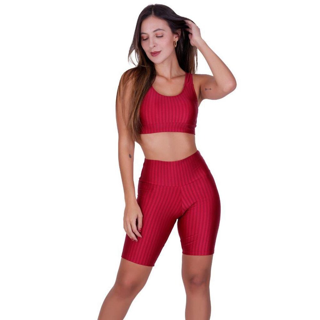 Conjunto Top e Bermuda 3D Academia Fitness Bruna
