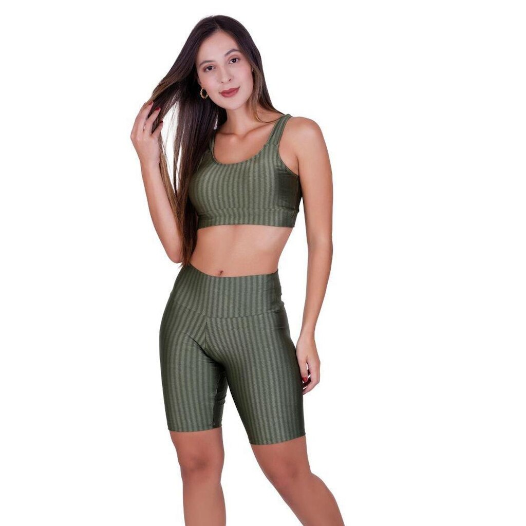 Conjunto Top e Bermuda 3D Academia Fitness Bruna