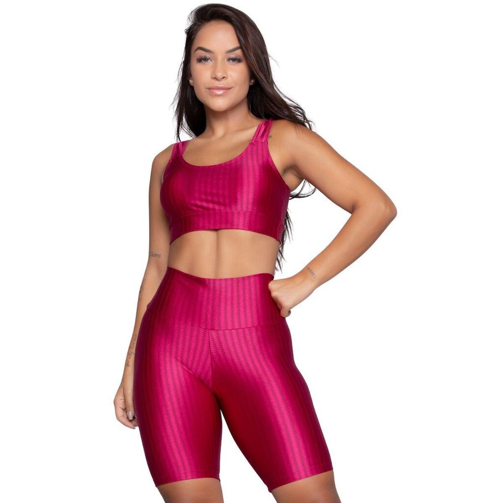 Conjunto Top e Bermuda New Zig 3D Serra e Mar Bojo Compressão Academia Treino Moda Fitness