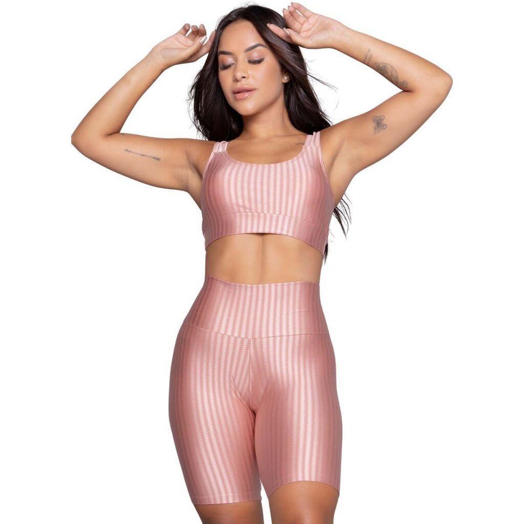 Conjunto Top e Bermuda New Zig 3D Serra e Mar Bojo Compressão Academia Treino Moda Fitness