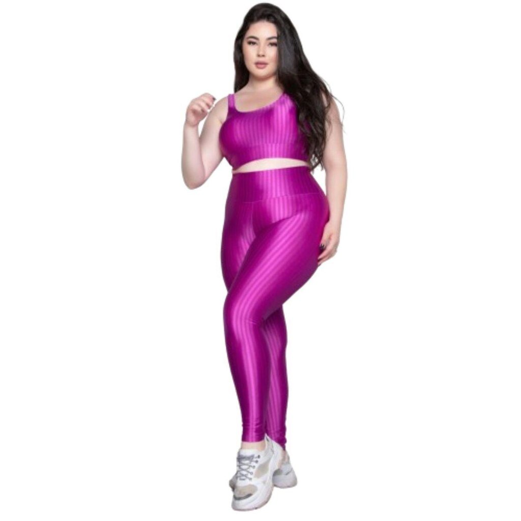 Conjunto Top e Calça Plus Size New Zig 3D Dia a Dia  Serra e Mar Bojo Treino Musculação Moda Fitness