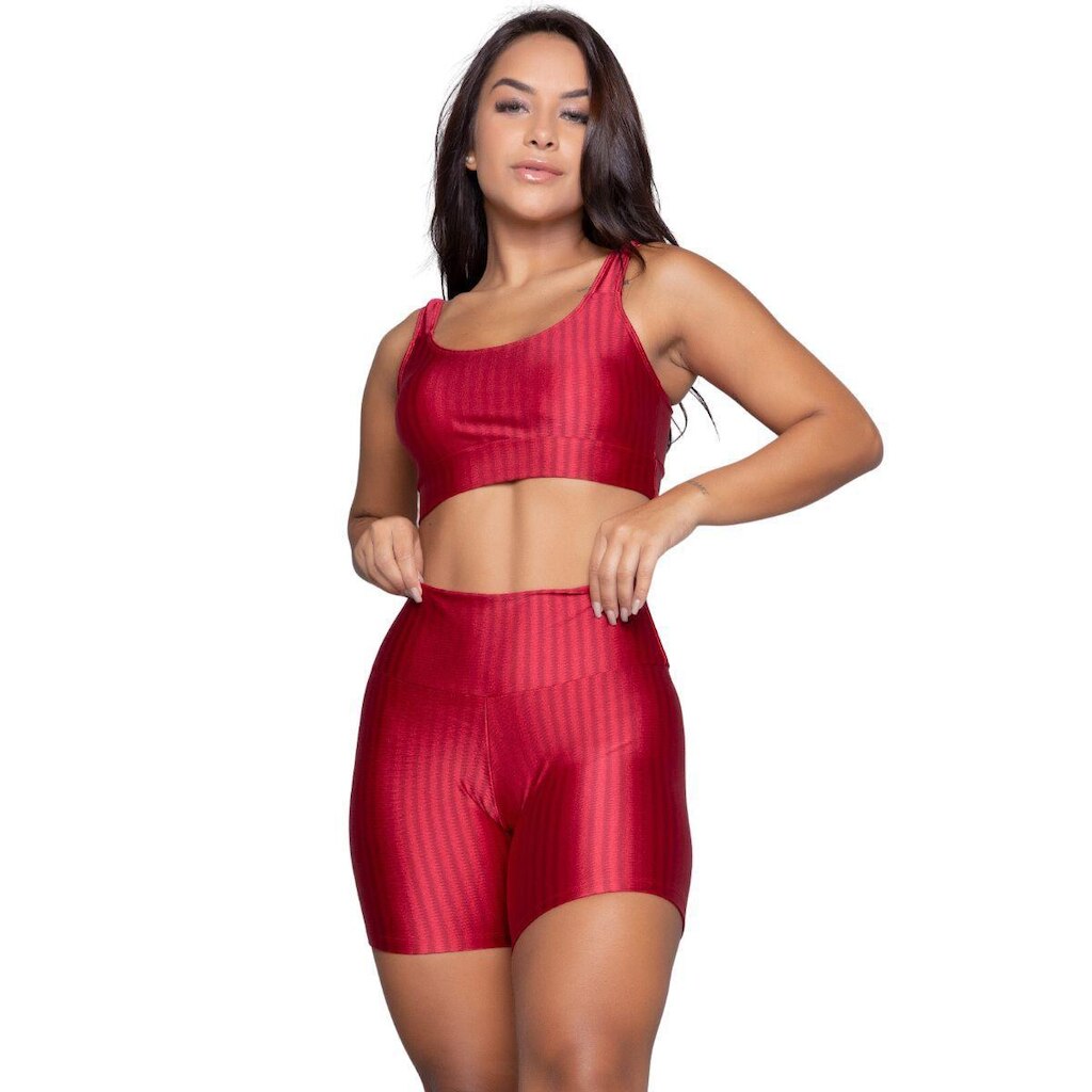 Conjunto Top e Short New Zig 3D Serra e Mar Bojo Compressão Academia Treino Moda Fitness