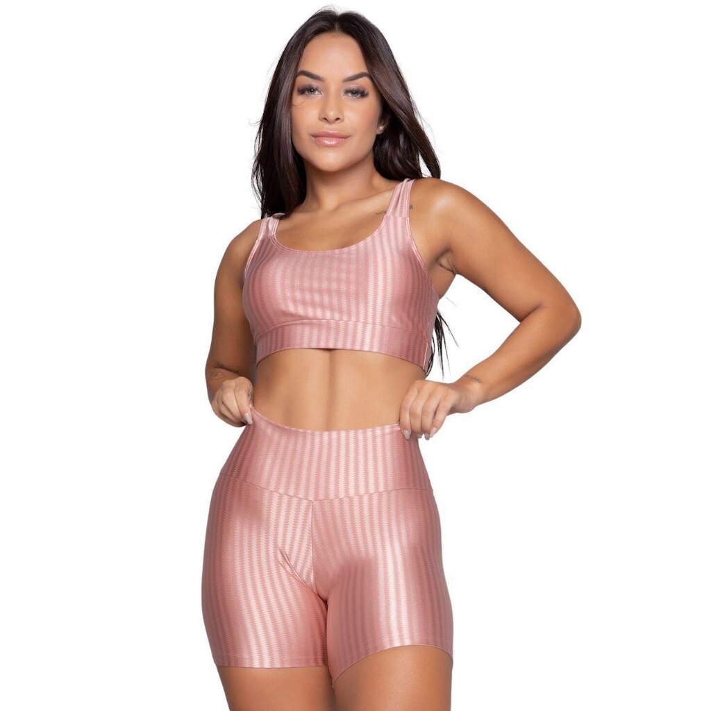 Conjunto Top e Short New Zig 3D Serra e Mar Bojo Compressão Academia Treino Moda Fitness