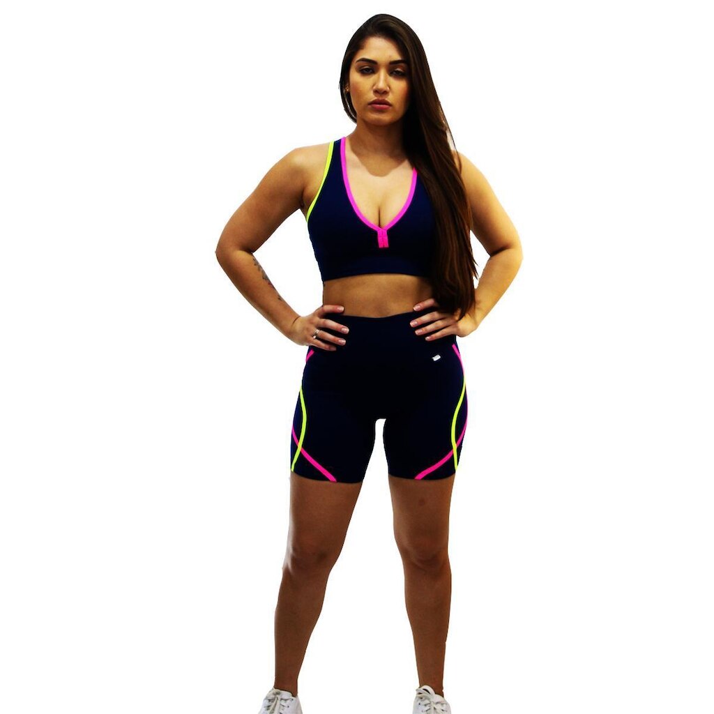 CONJUNTO TOP E SHORTS DA MODAS EM SUPLEX POLIAMIDA COM PROTEÇÃO UV