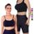 Conjunto Top fitness ALÇA FINA bojo Feminino + SHORT leg LEGGING COM BOLSOS Academia Corrida 643 - Preto