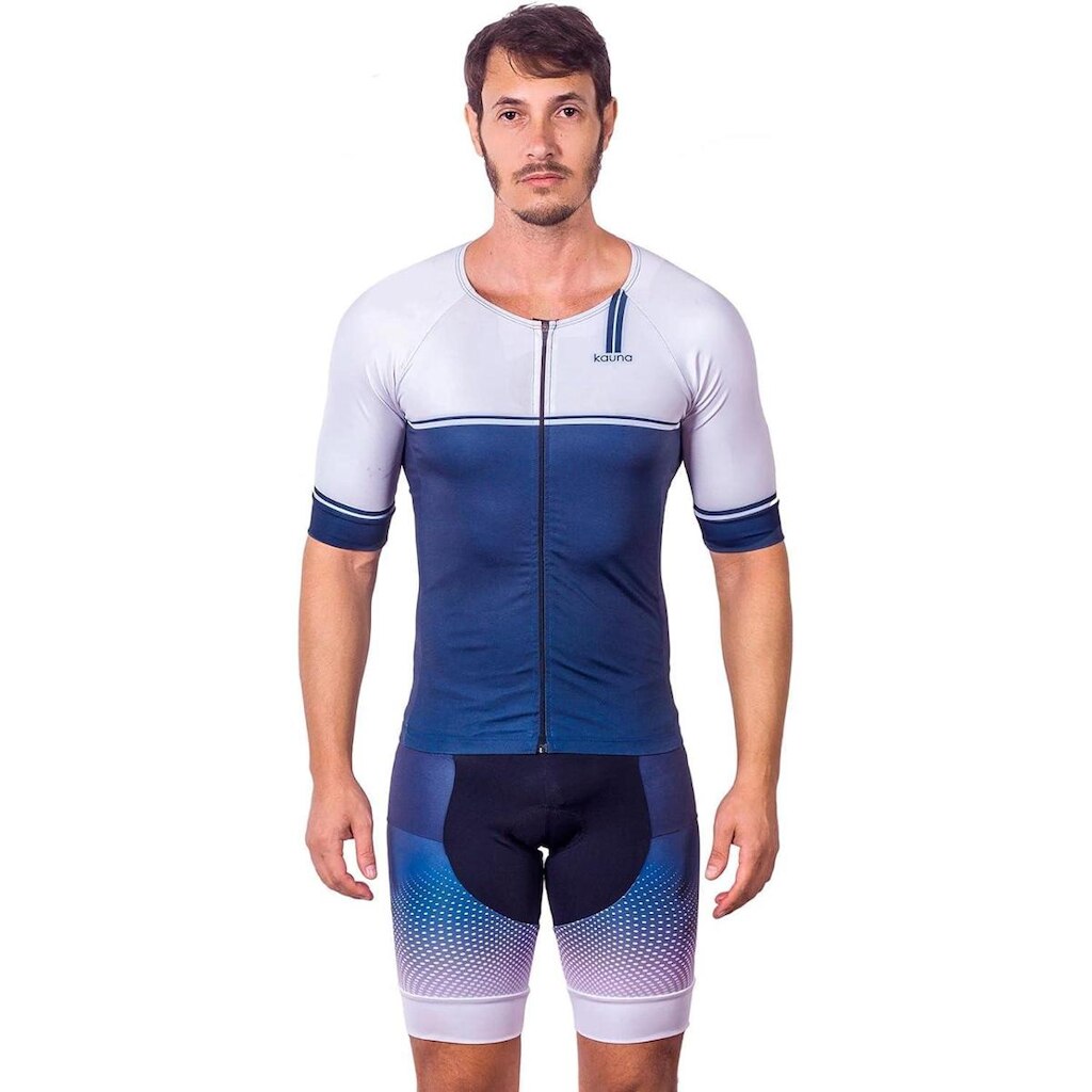 CONJUNTO TRIATHLON TOP COM MANGAS E BERMUDA ELITE SMOOTH UV 50+ KAUNA