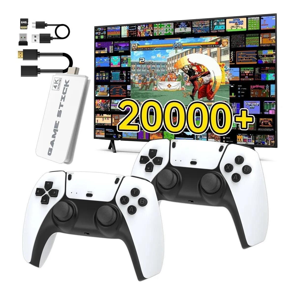 Console Game Stick M15 Pro 4K 3D 64GB 20mil jogos R36S K5 X12 - Branco ...