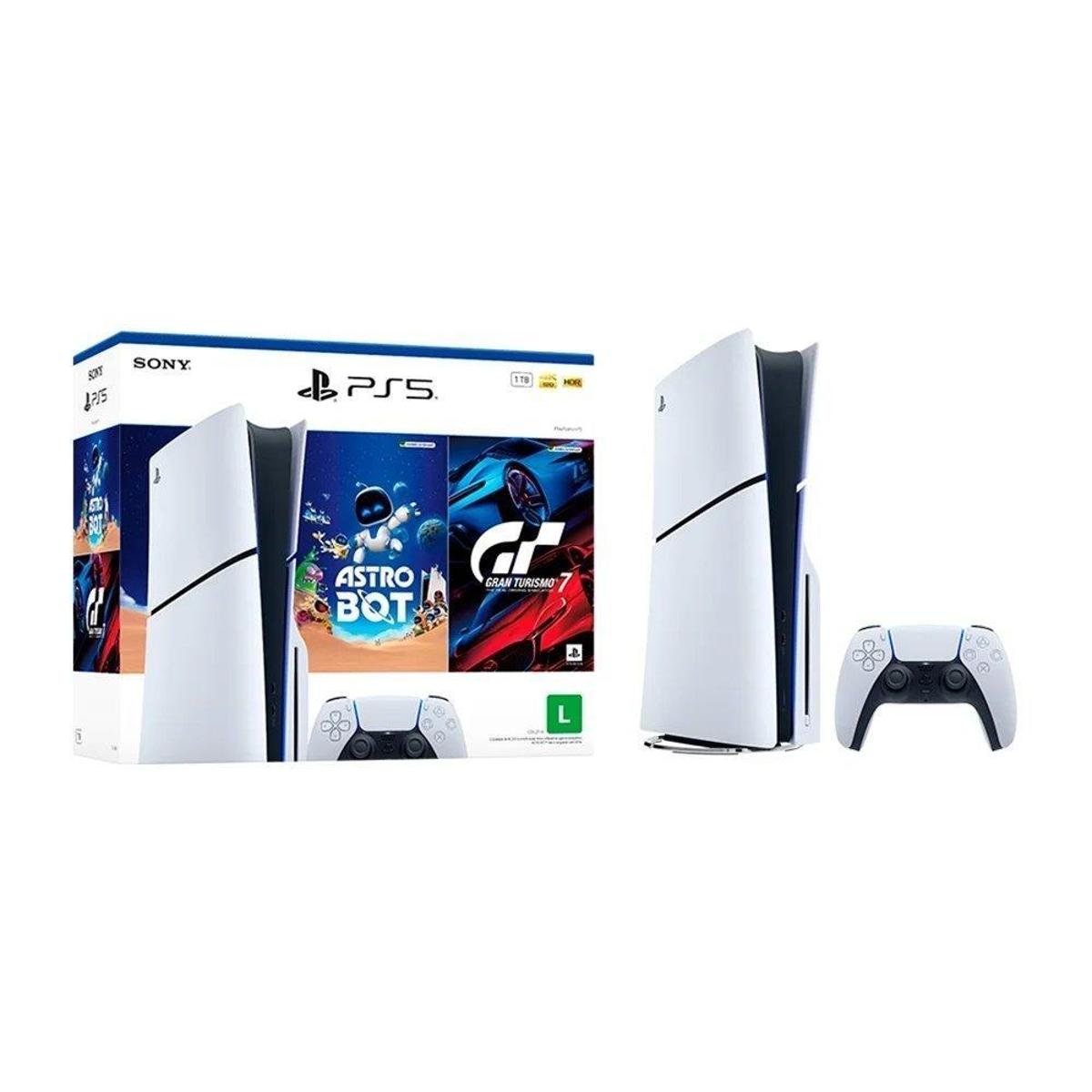 Console Sony Playstation 5 Com Leitor De Discos Ssd 1tb Controle Sem Fio Dualsense 2 Jogos Branco