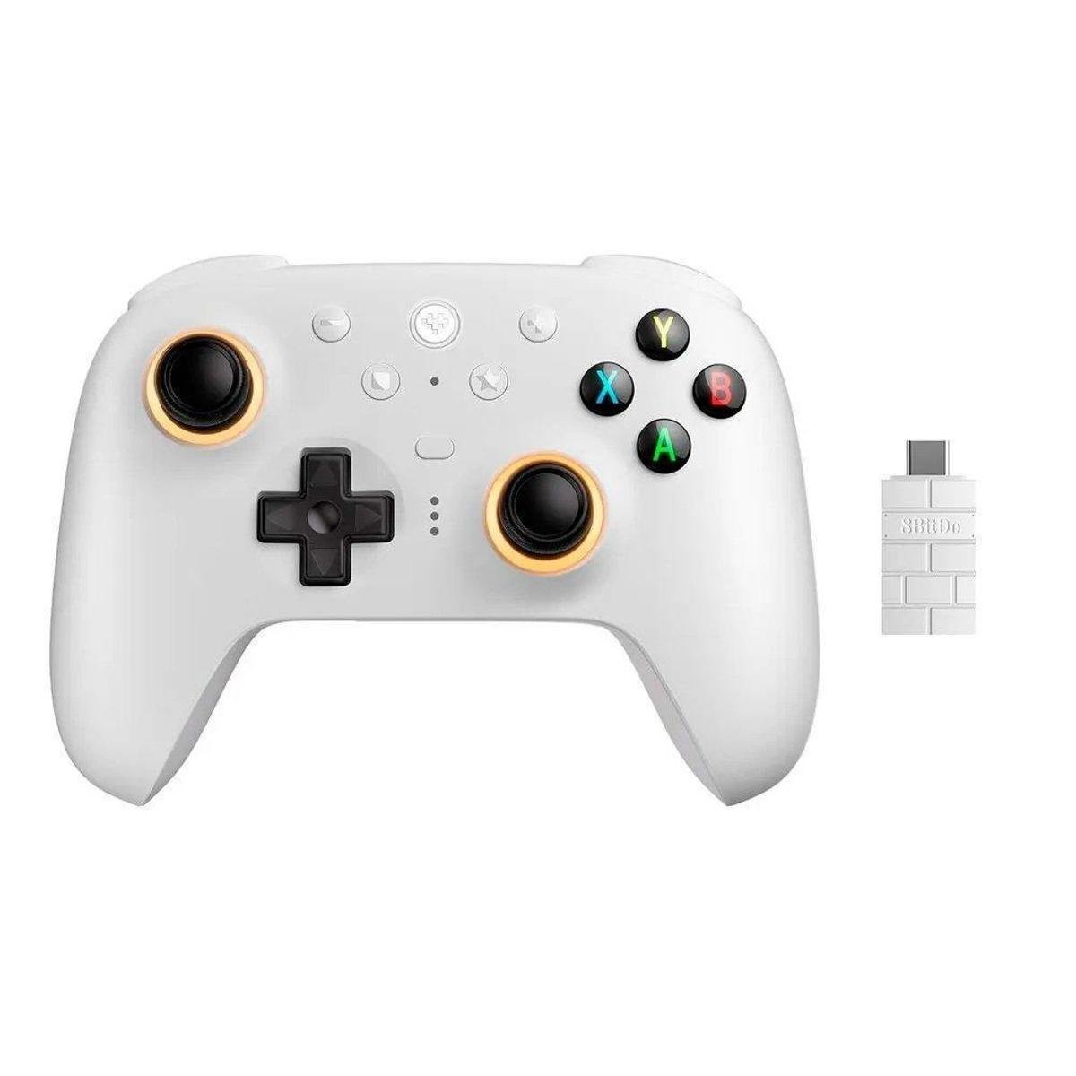 Controle Wireless 8BitDo Ultimate 2, Efeito Hall, 2.4G, com Dock, p/ PC e Android, Branco - 81HE01