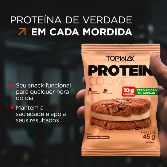 Cookies Com Proteína Chocolate E Avelã 45G Topway Kit 10 Un