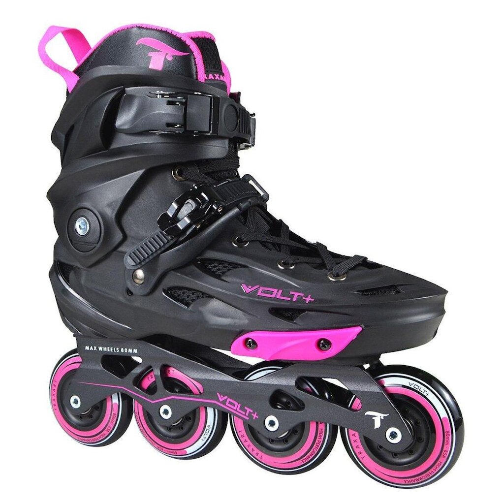CÓPIA - Patins Inline Freestyle Traxart Volt + 2.0 Preto/Pink - 80mm ABEC-9