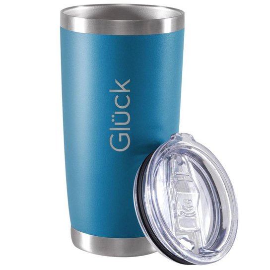 Copo de Cerveja Térmico Gluck Com Tampa 591ml Dura Até 4h Gelada Aço Inox Livre de BPA - Azul Claro Menor preço em Copo de Cerveja Térmico Gluck Com Tampa 591ml Dura Até 4h Gelada Aço Inox Livre de BPA - Azul Claro