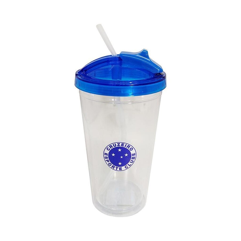 Copo de Plástico com tampa e canudo 500ml do Cruzeiro Oficial