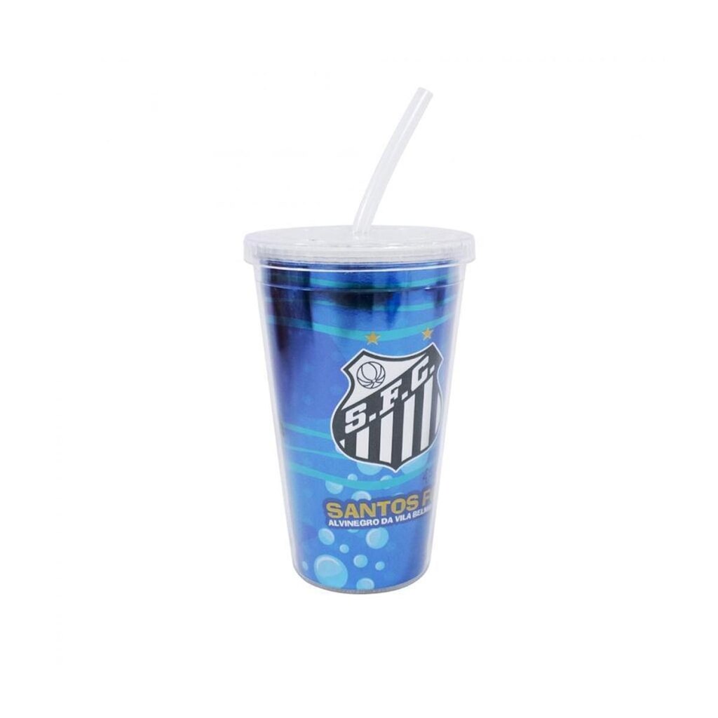 Copo Plastico Canudo Times 450ml