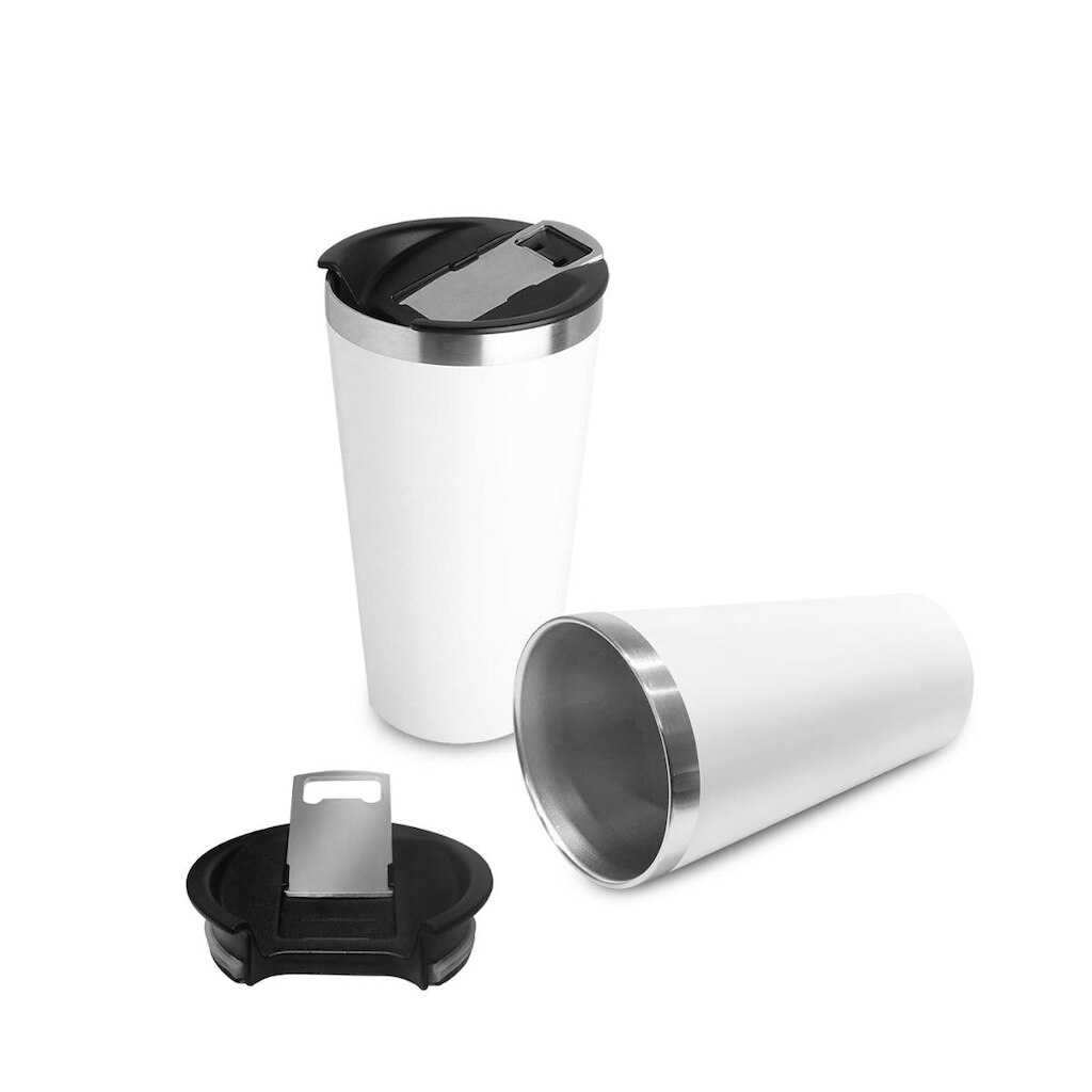 Copo Térmico 500ml Aço Inoxidável Parede Dupla C/ Abridor e Tampa