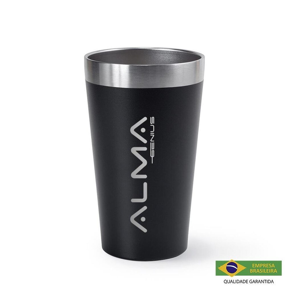 Copo Térmico Aço Inox 473Ml Alma Genius Preto