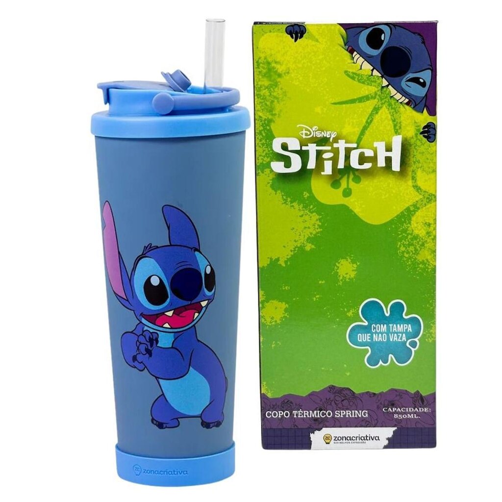 Copo térmico Spring 850ml Com Canudo STITCH - Zona Criativa