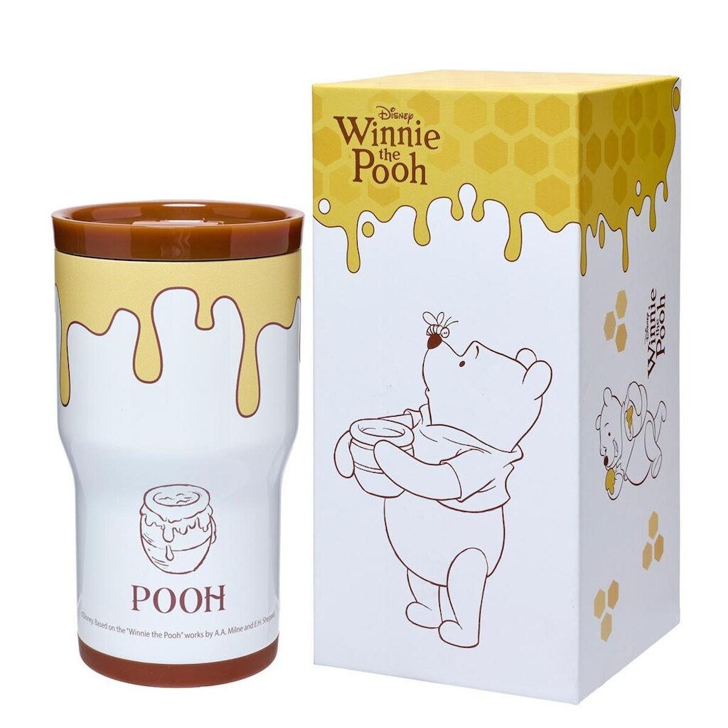 Copo Térmico Ursinho Pooh 532ML Inox com Canudo - Bebidas Quentes/Fria