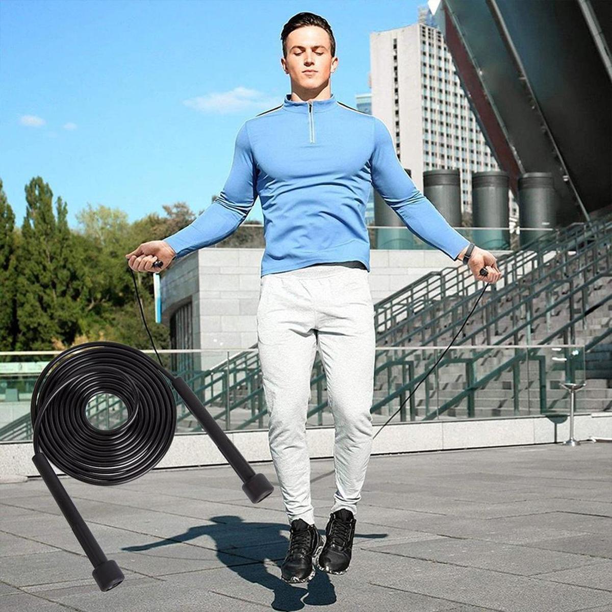 Corda De Pular Preta Ajustável Treinamento Maxboost Fitness Menor preço em Corda De Pular Preta Ajustável Treinamento Maxboost Fitness
