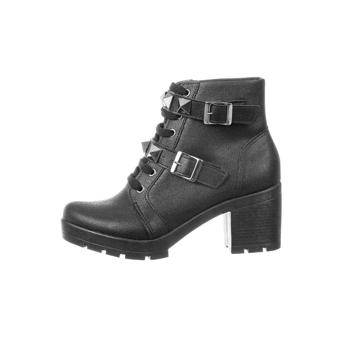 Coturno amarração blogueira macio salto tratorado Chyrrô - Preto | Netshoes