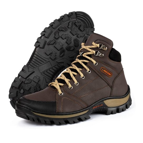 Coturno Bota Adventure Masculina Langona Lançamento - Marrom Menor preço em Coturno Bota Adventure Masculina Langona Lançamento - Marrom