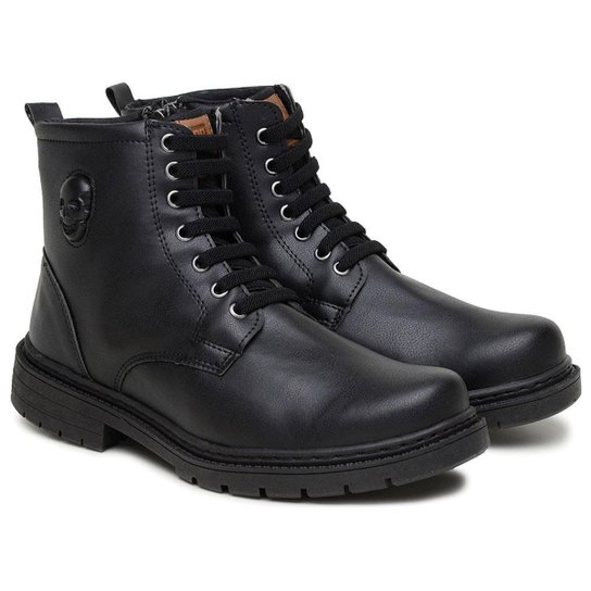 Coturno Bota Masculina Casual Pedway Caveira Ziper Lateral - Preto Menor preço em Coturno Bota Masculina Casual Pedway Caveira Ziper Lateral - Preto
