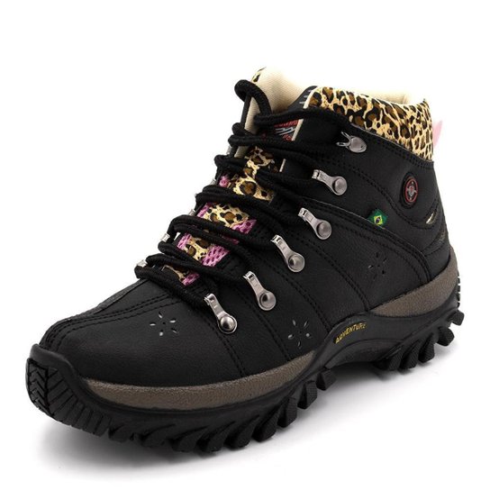 Coturno Bota Tênis Adventure Feminino Com Detalhe de Onça - Preto é ruim? Coturno Bota Tênis Adventure Feminino Com Detalhe de Onça - Preto é boa?